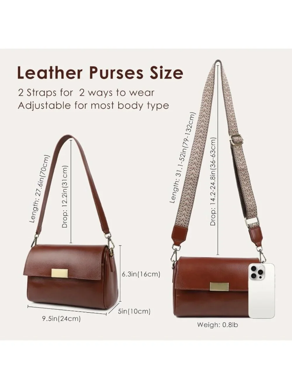 Women's Green Genuine Leather 2 Styles Straps Multiple Pockets Crossbody Bag